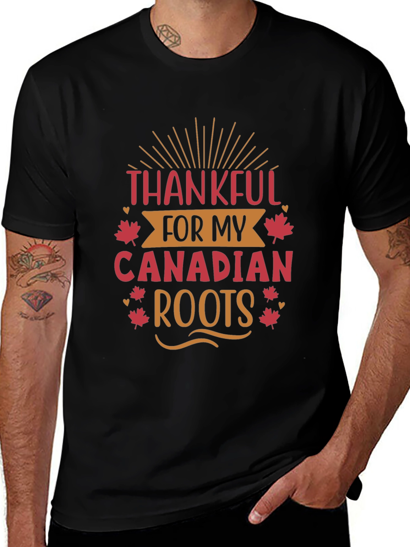 Thankful Canadian Roots Black T-Shirt