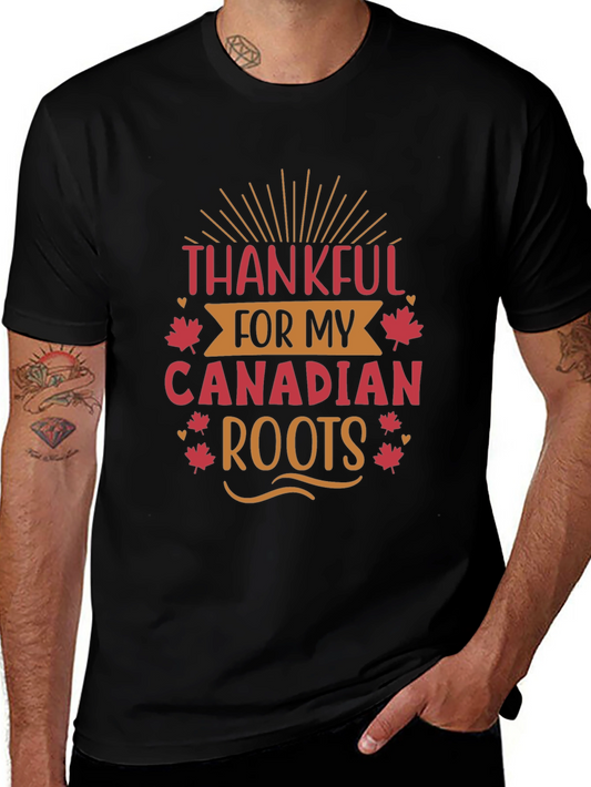 Thankful Canadian Roots Black T-Shirt