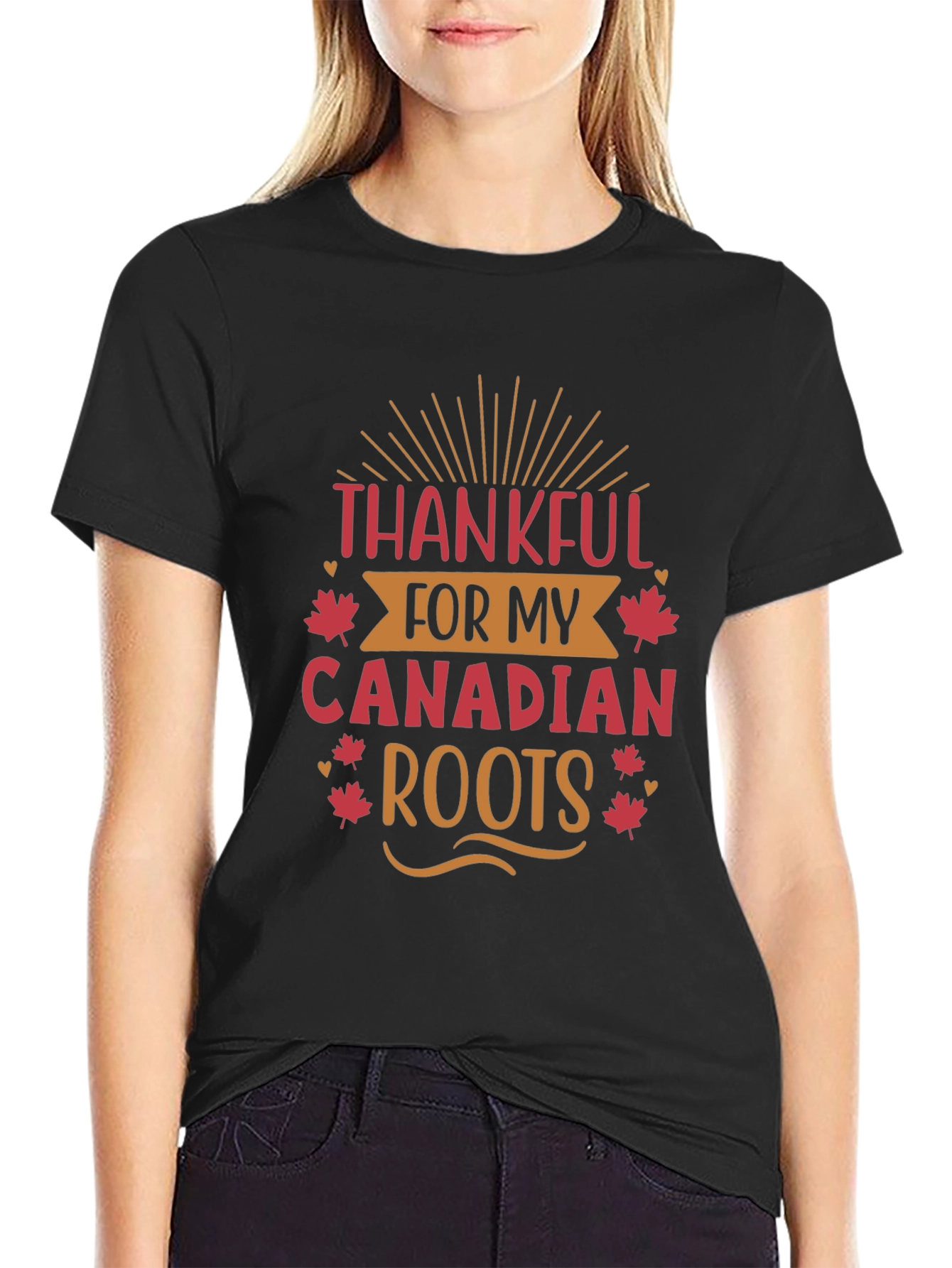 Thankful Canadian Roots Black T-Shirt