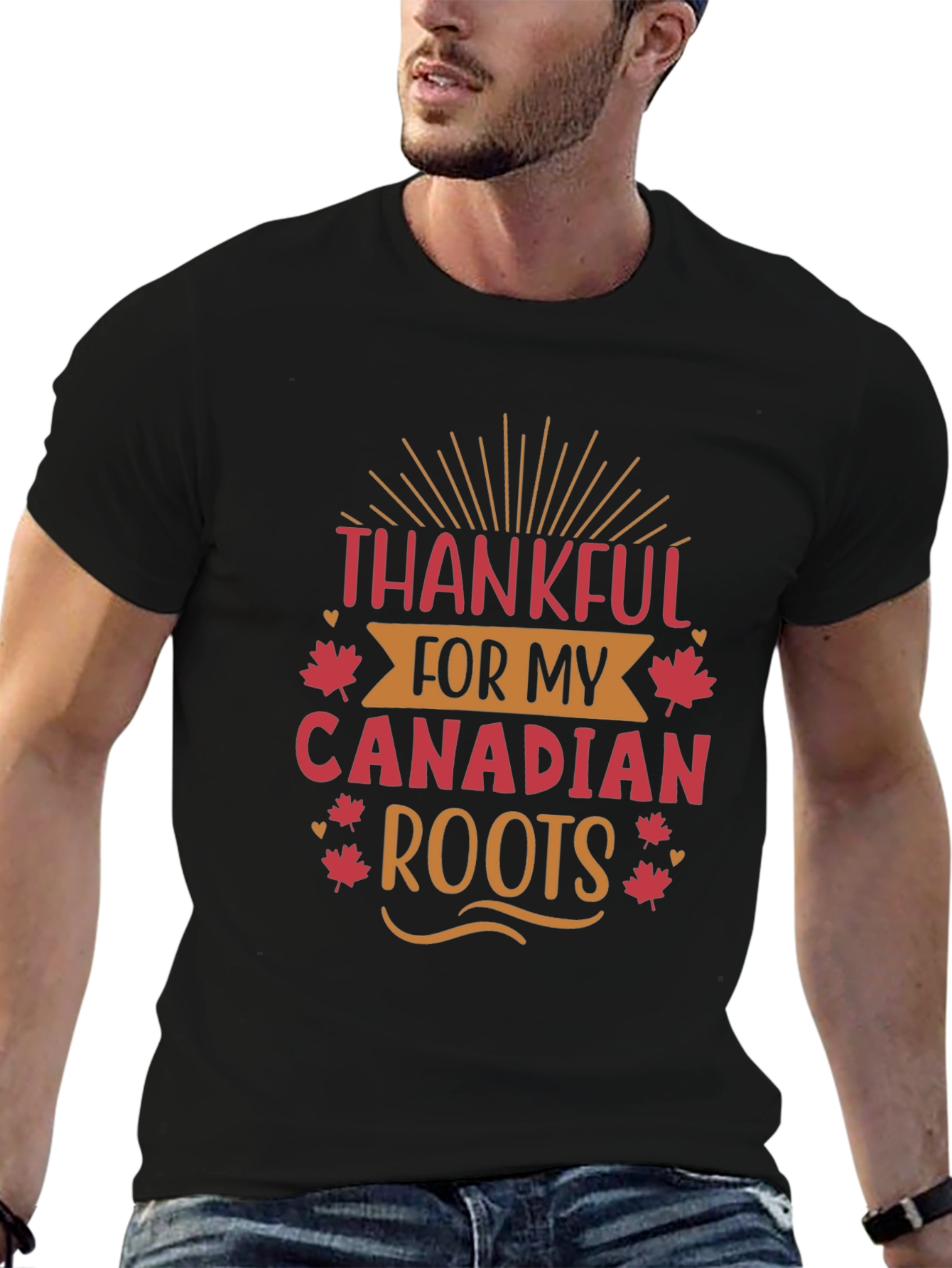 Thankful Canadian Roots Black T-Shirt