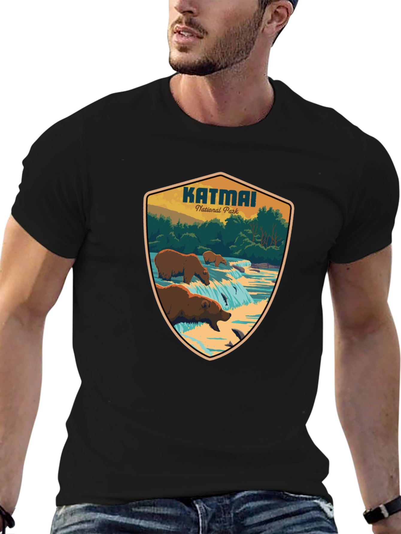 Katmai National Park Graphic Tee - Black Cotton T-Shirt