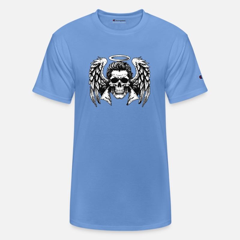 Dark Art Skull Angel Face with Wings Horror Grunge