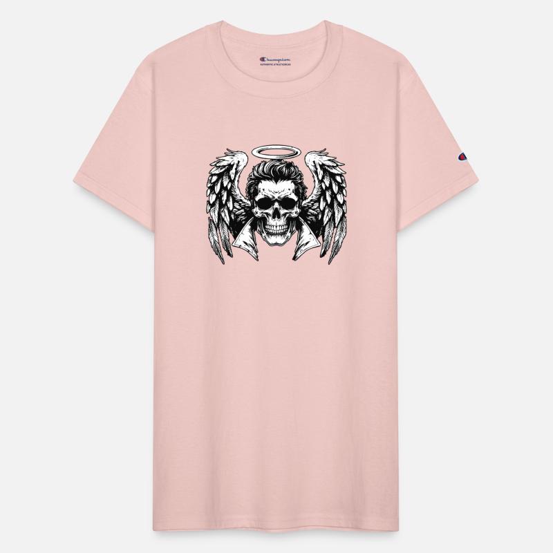 Dark Art Skull Angel Face with Wings Horror Grunge