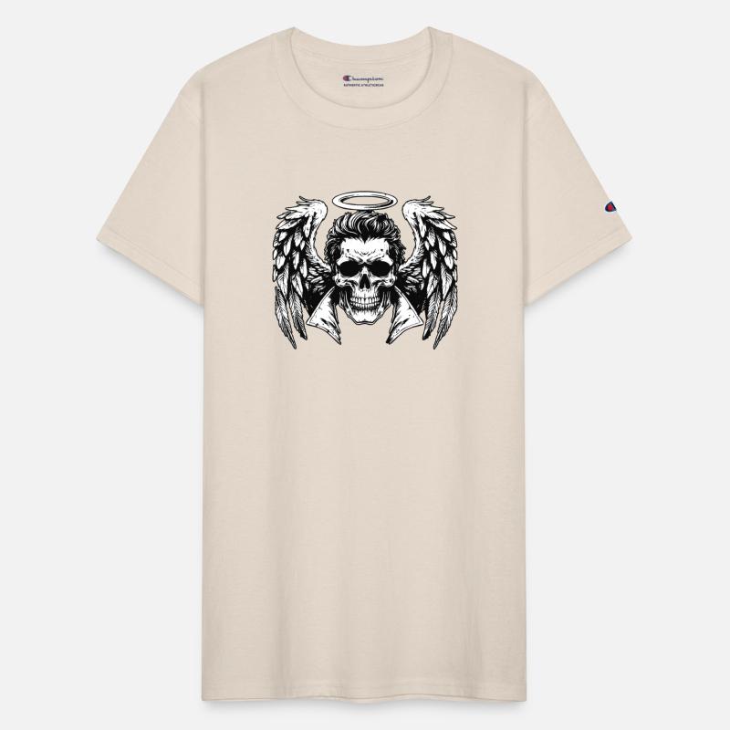 Dark Art Skull Angel Face with Wings Horror Grunge