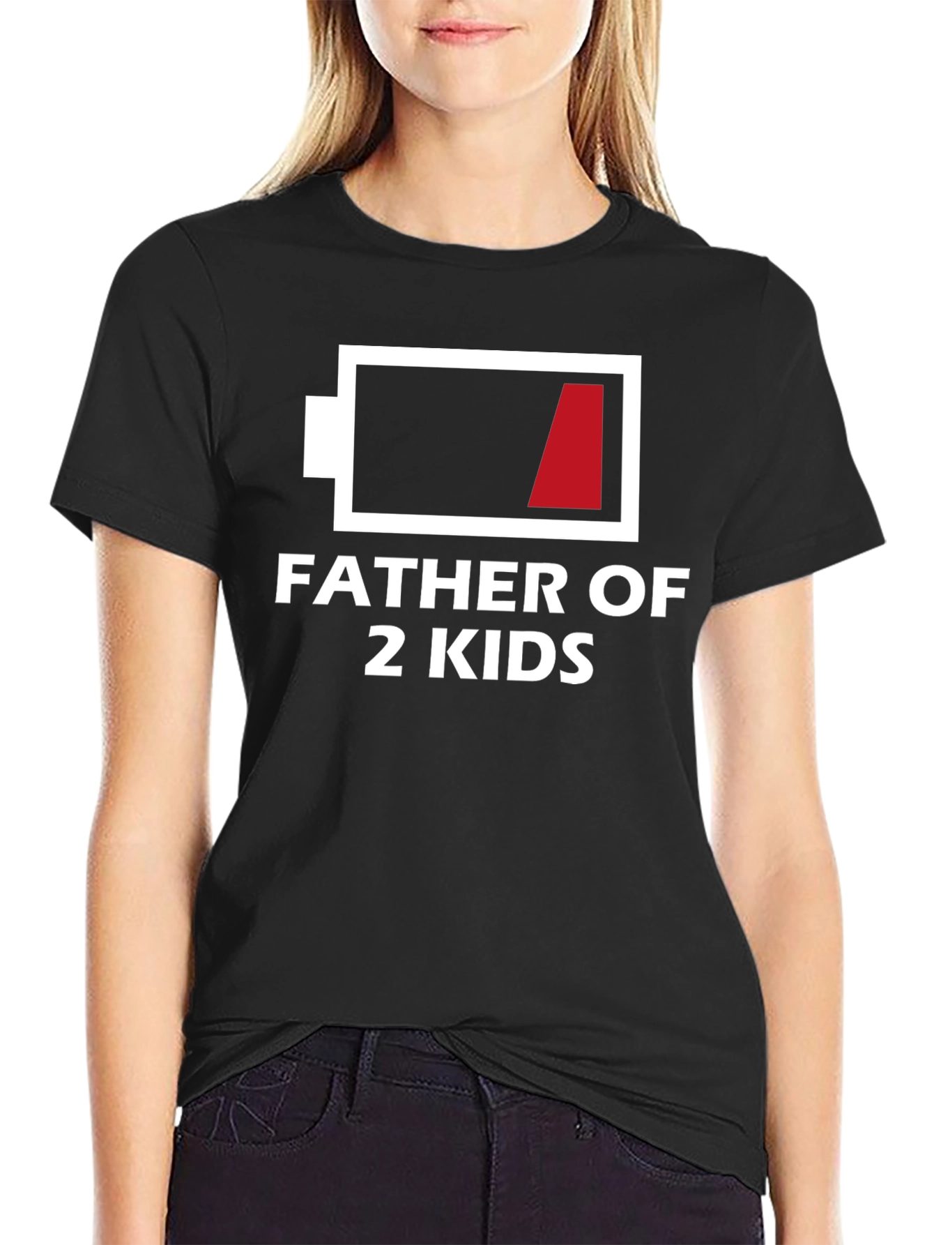 Father of 2 Kids Low Battery T-Shirt