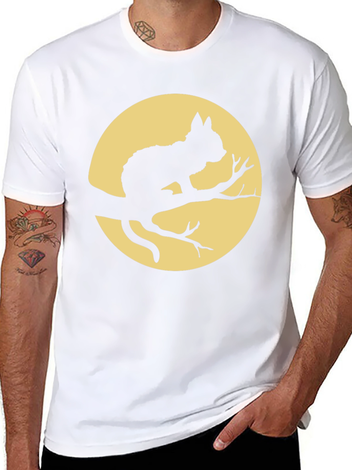Cat on Branch T-Shirt - Halloween Style