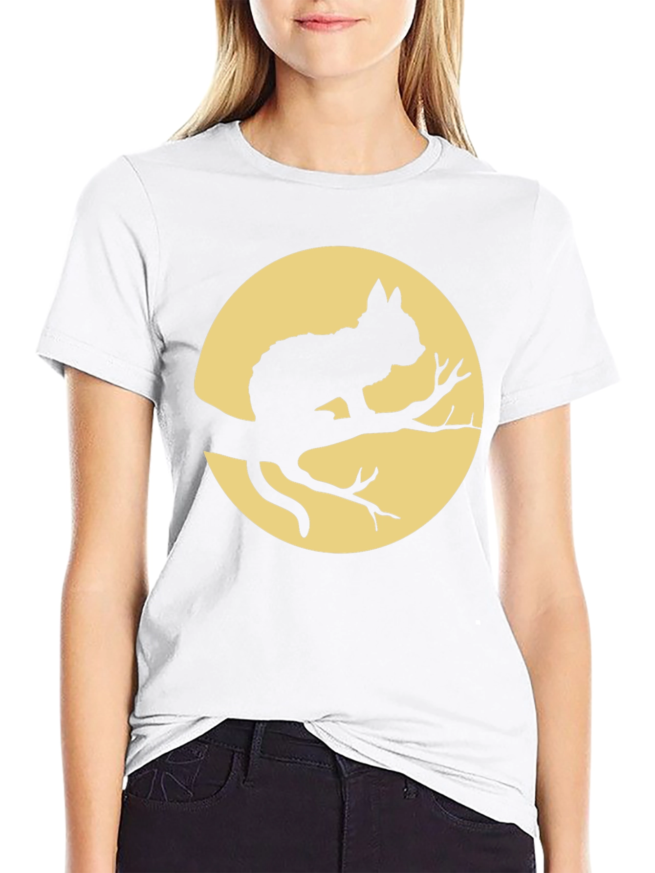 Cat on Branch T-Shirt - Halloween Style
