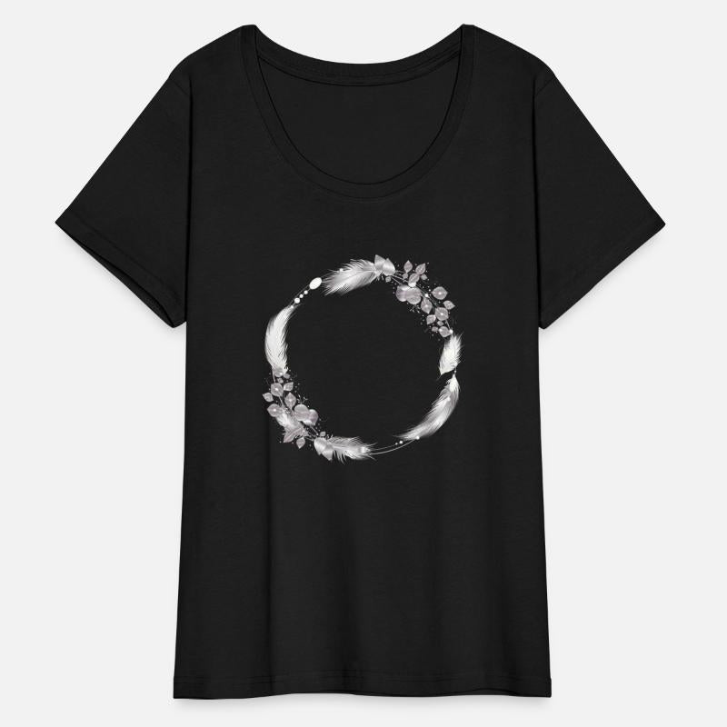 delicate frame of silver colored feathers & leaves