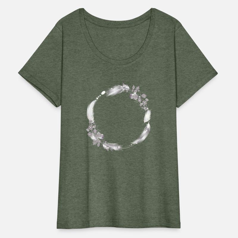 delicate frame of silver colored feathers & leaves