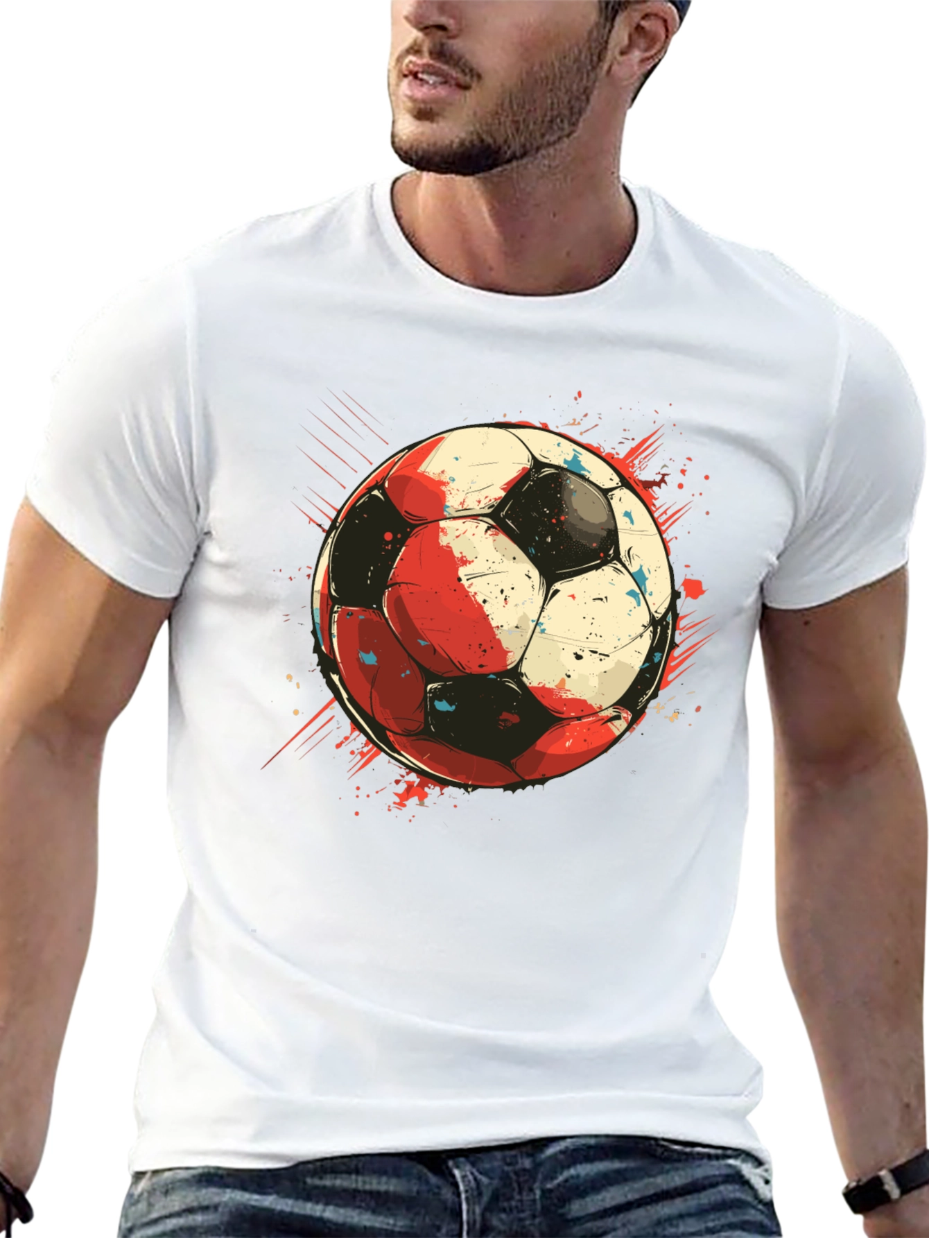 Soccer Ball Graphic Tee - Stylish Sports T-Shirt