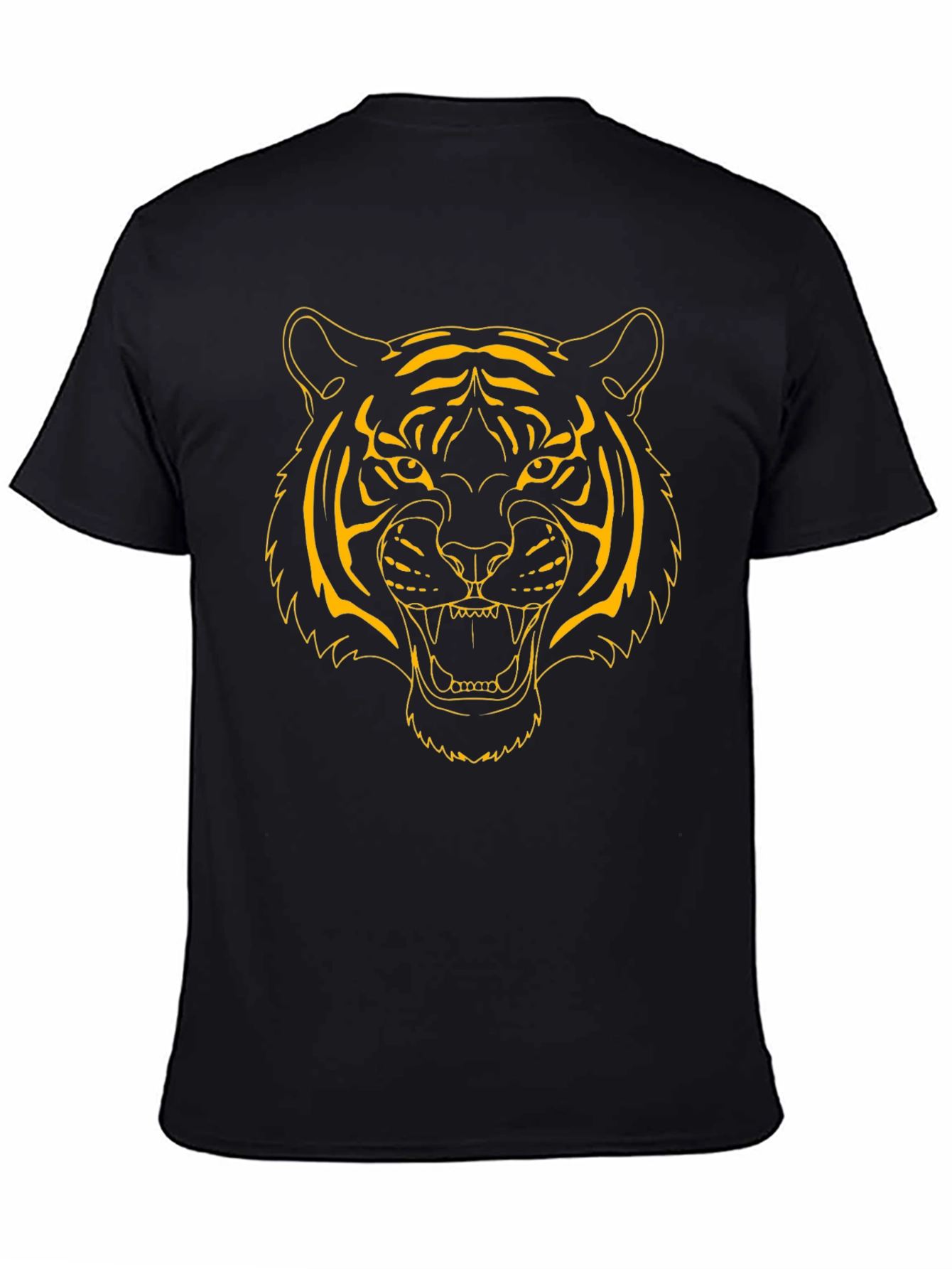Bold Tiger Graphic Tee - Black Cotton Shirt