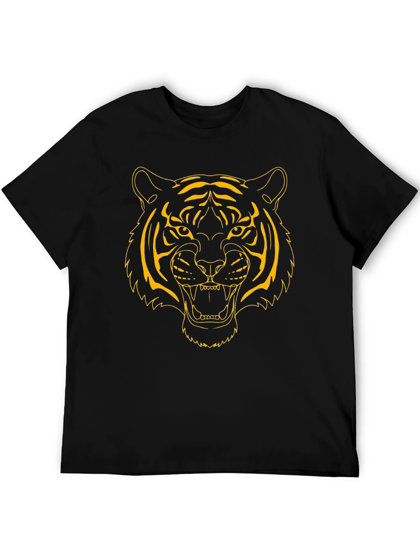 Bold Tiger Graphic Tee - Black Cotton Shirt