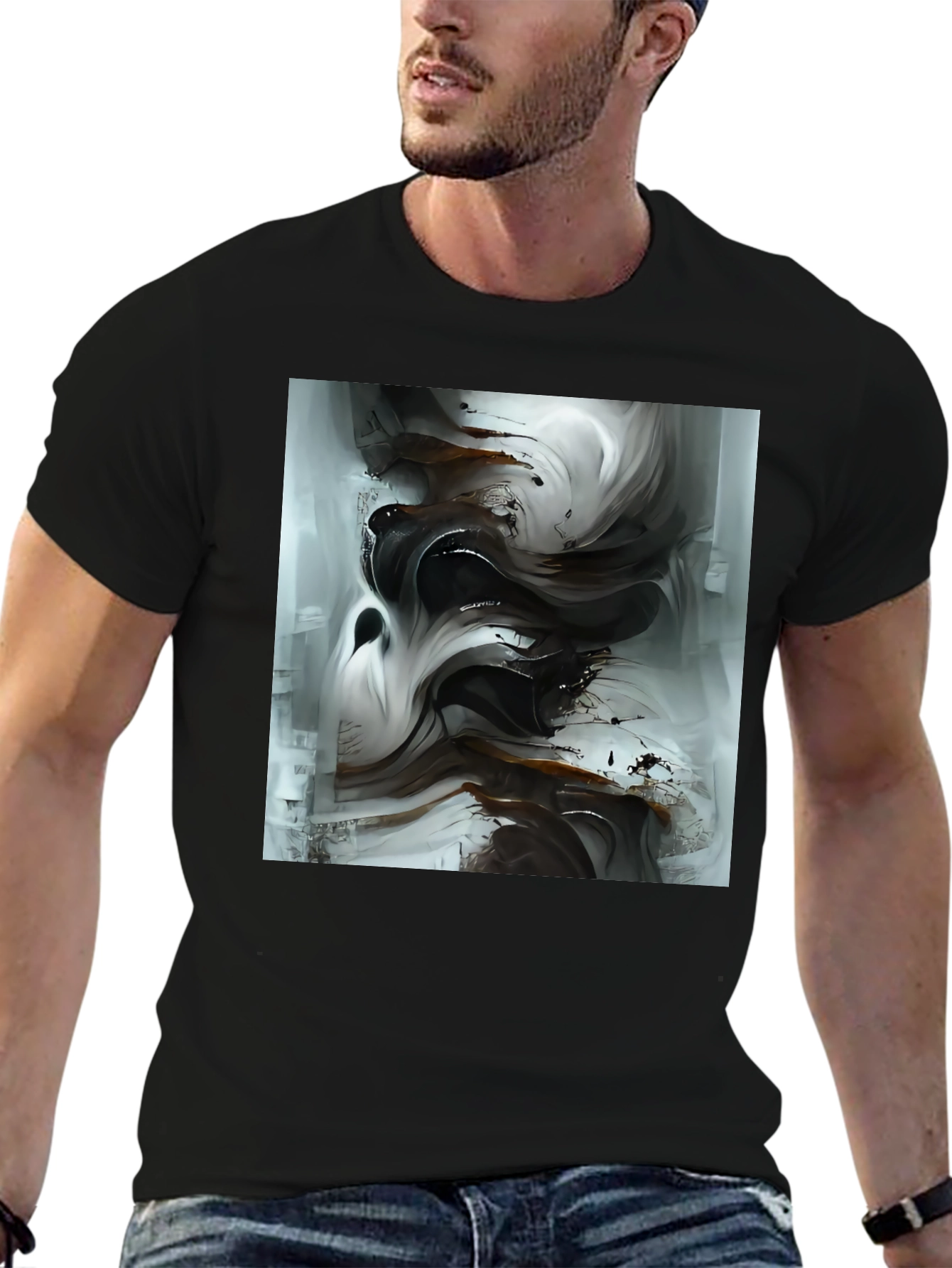 Abstract Art Black T-Shirt - Modern Style