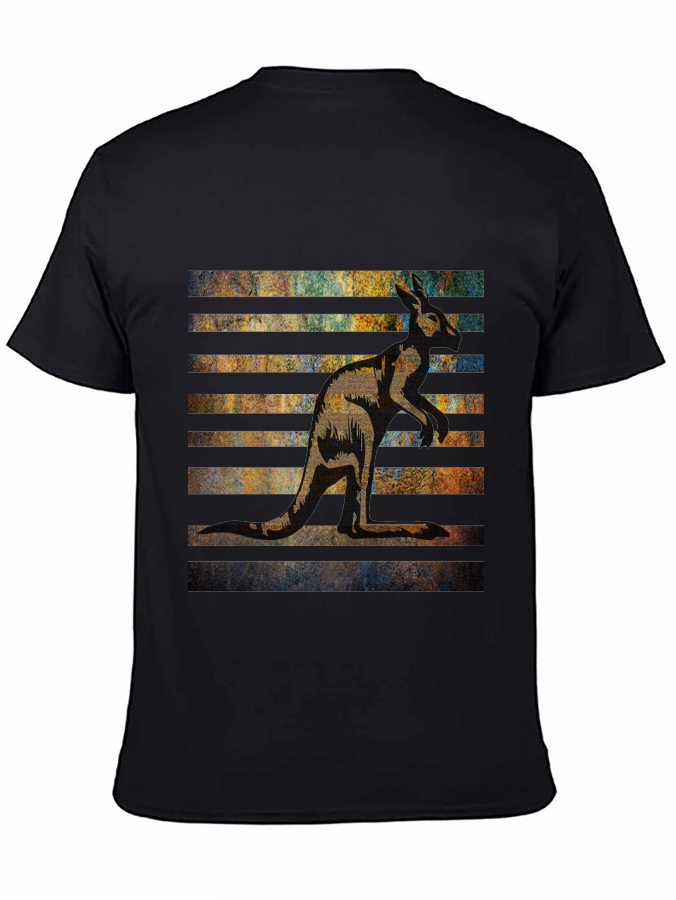Kangaroo Graphic Tee - Black Cotton Blend Casual Wear