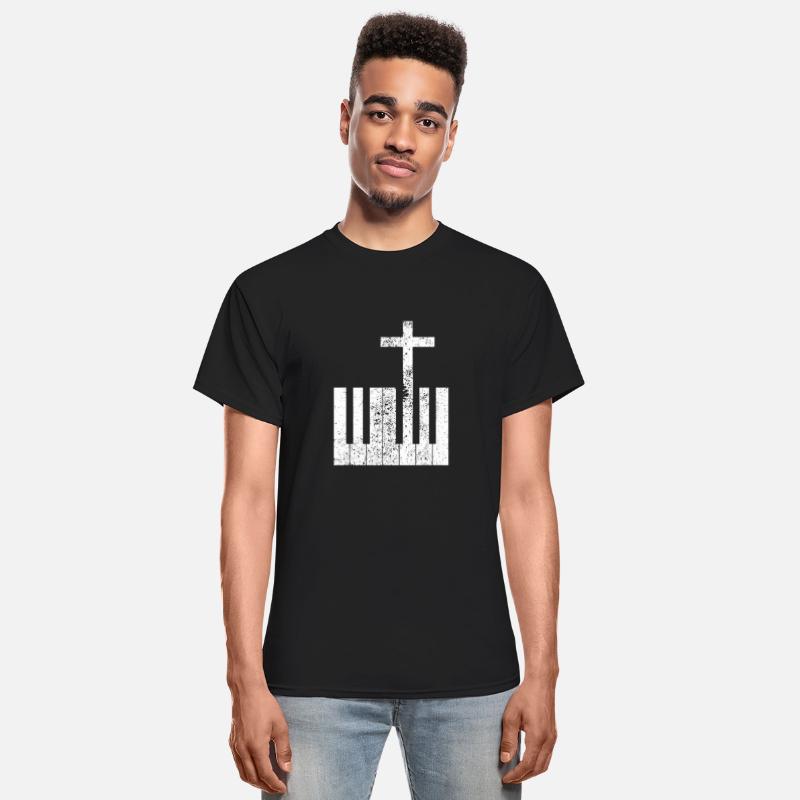 Distressed Piano Keyboard and Cross Christian