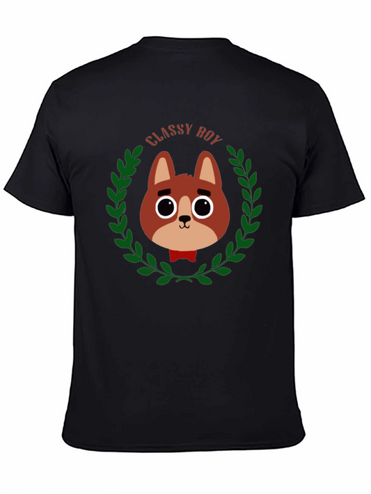 Classy Boy Cartoon Dog Graphic Tee - Cute & Stylish