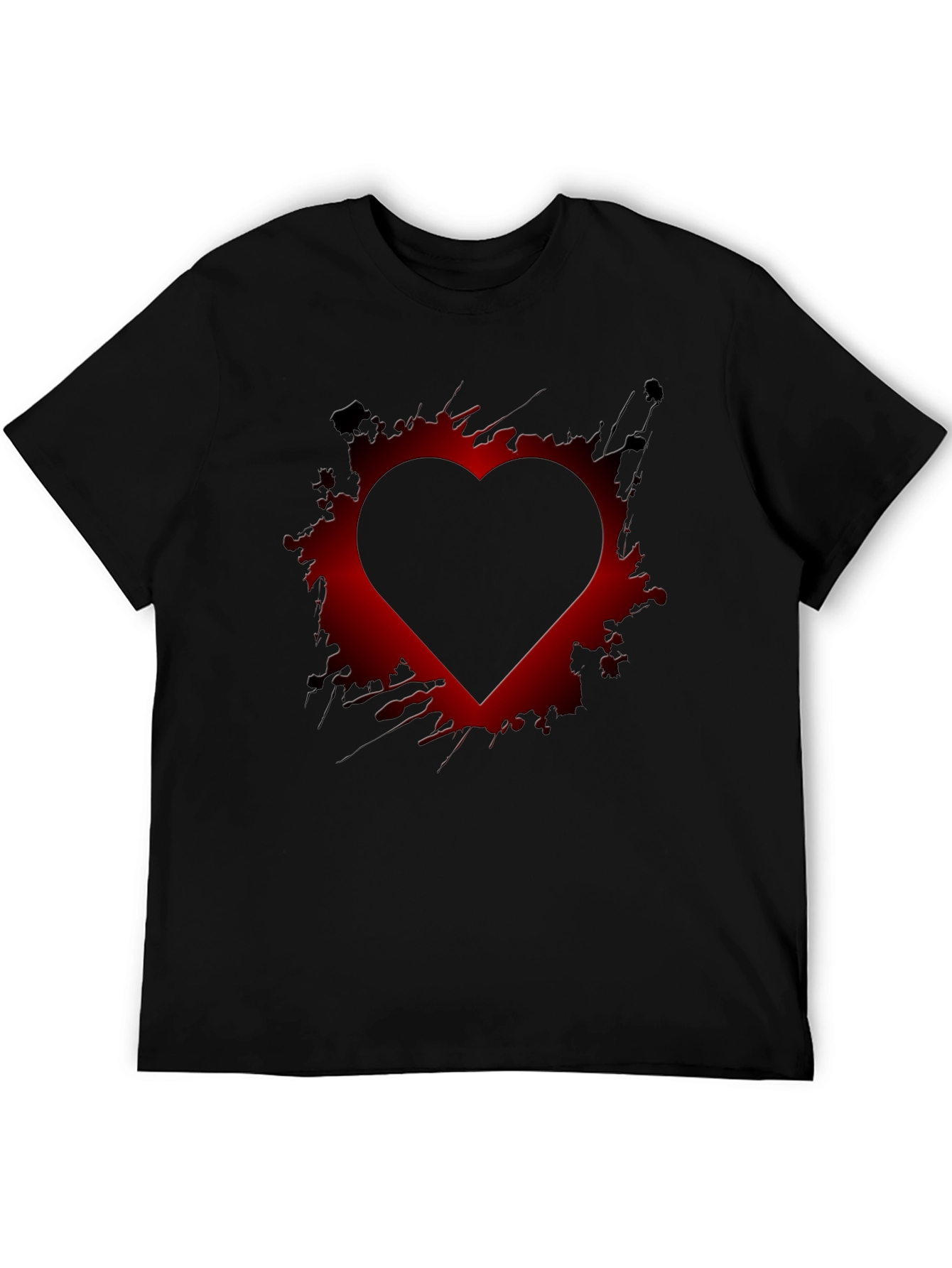 Heart Graphic Print Mens Black T-Shirt