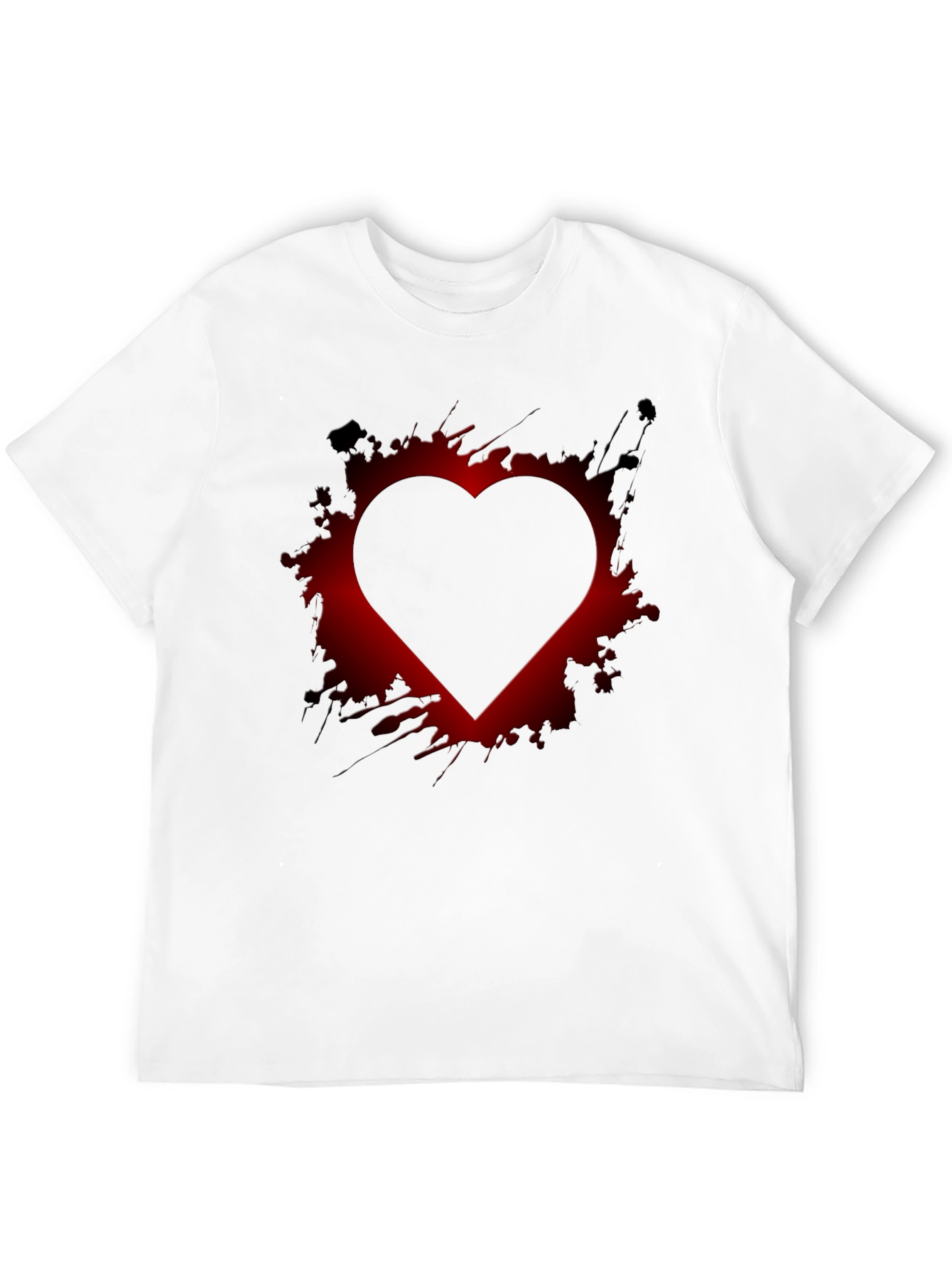 Heart Graphic Print Mens Black T-Shirt