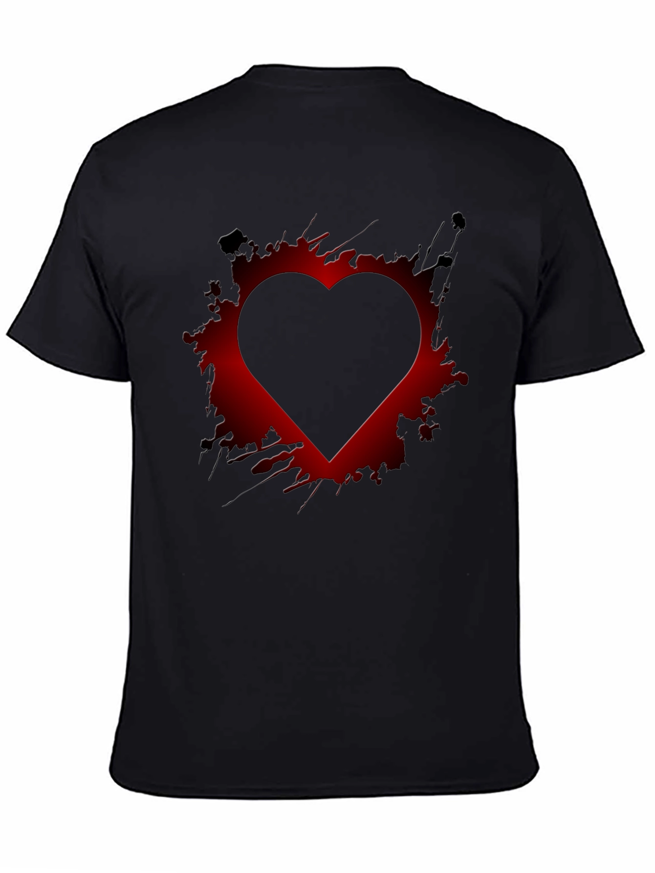 Heart Graphic Print Mens Black T-Shirt