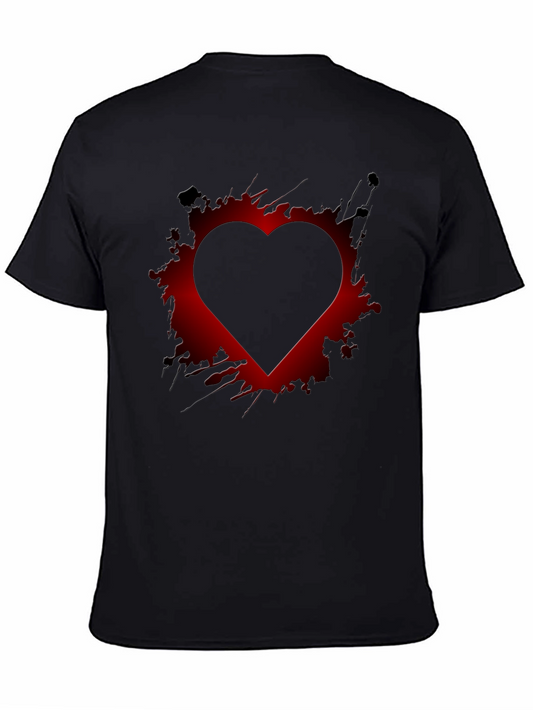 Heart Graphic Print Mens Black T-Shirt