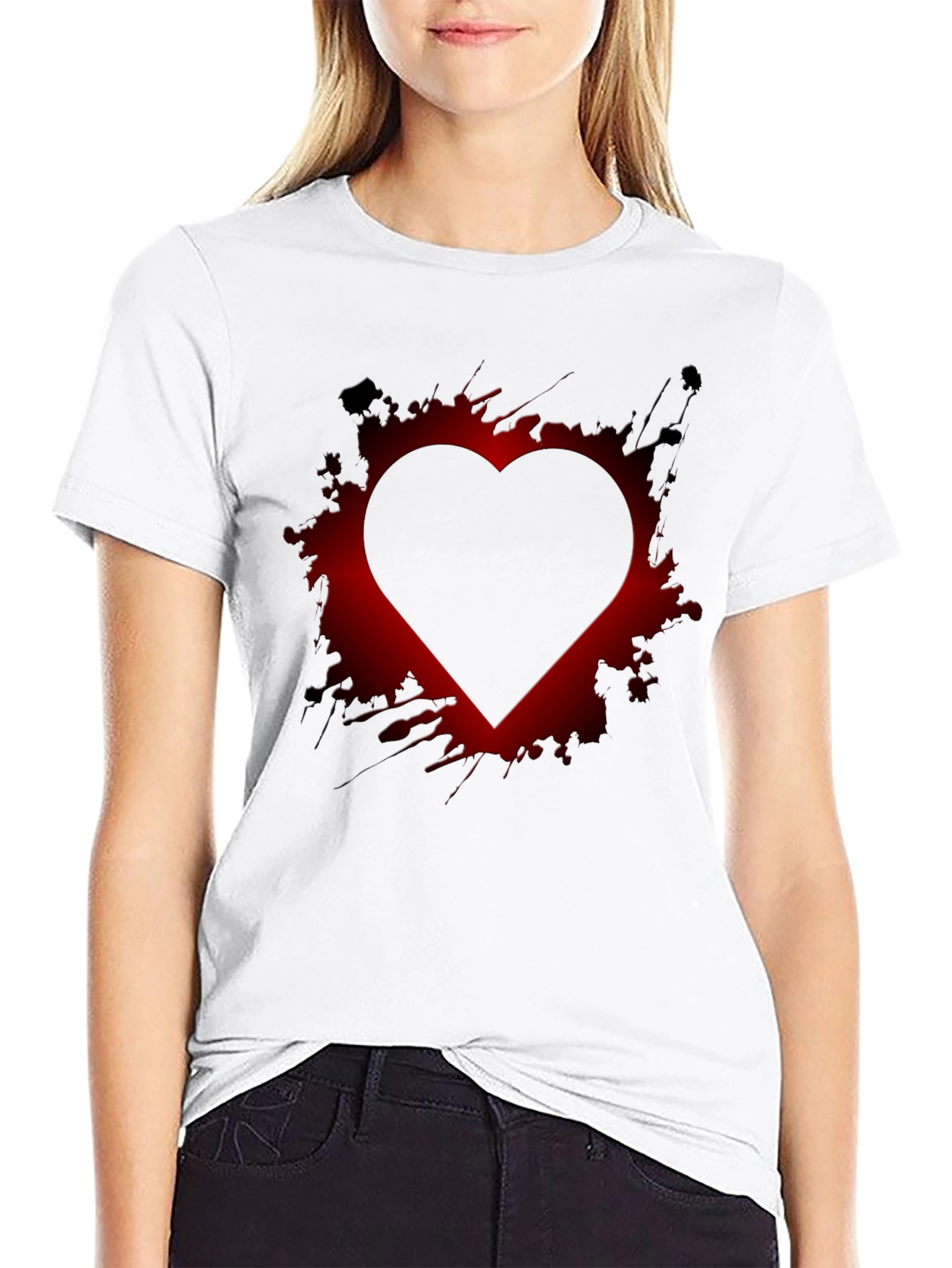 Heart Graphic Print Mens Black T-Shirt
