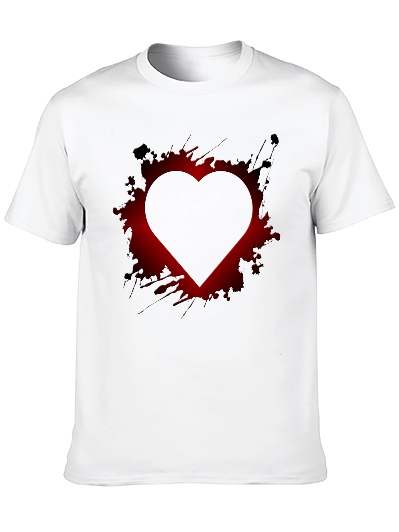 Heart Graphic Print Mens Black T-Shirt