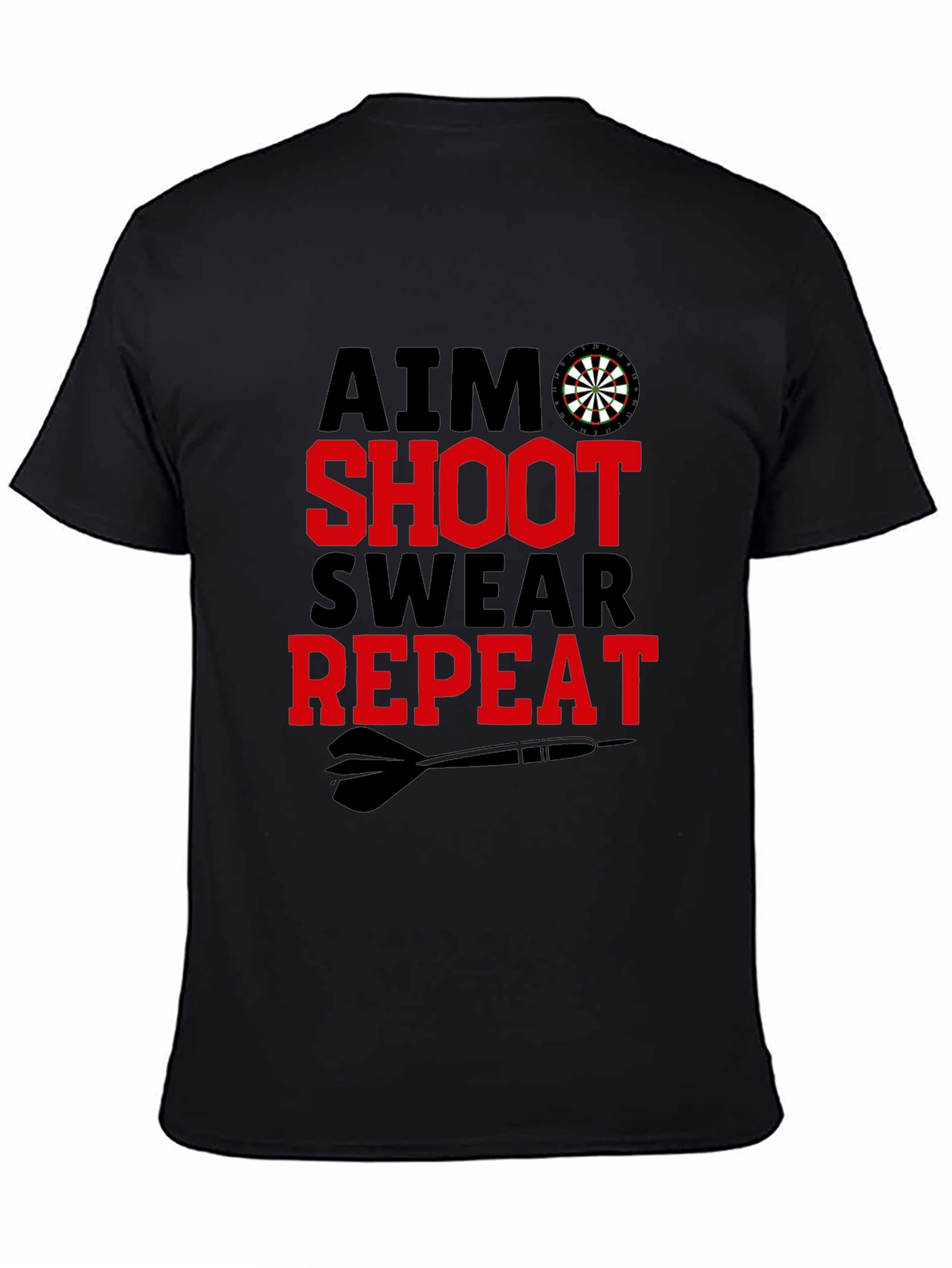 Aim Shoot Swear Repeat Mens Graphic T-Shirt