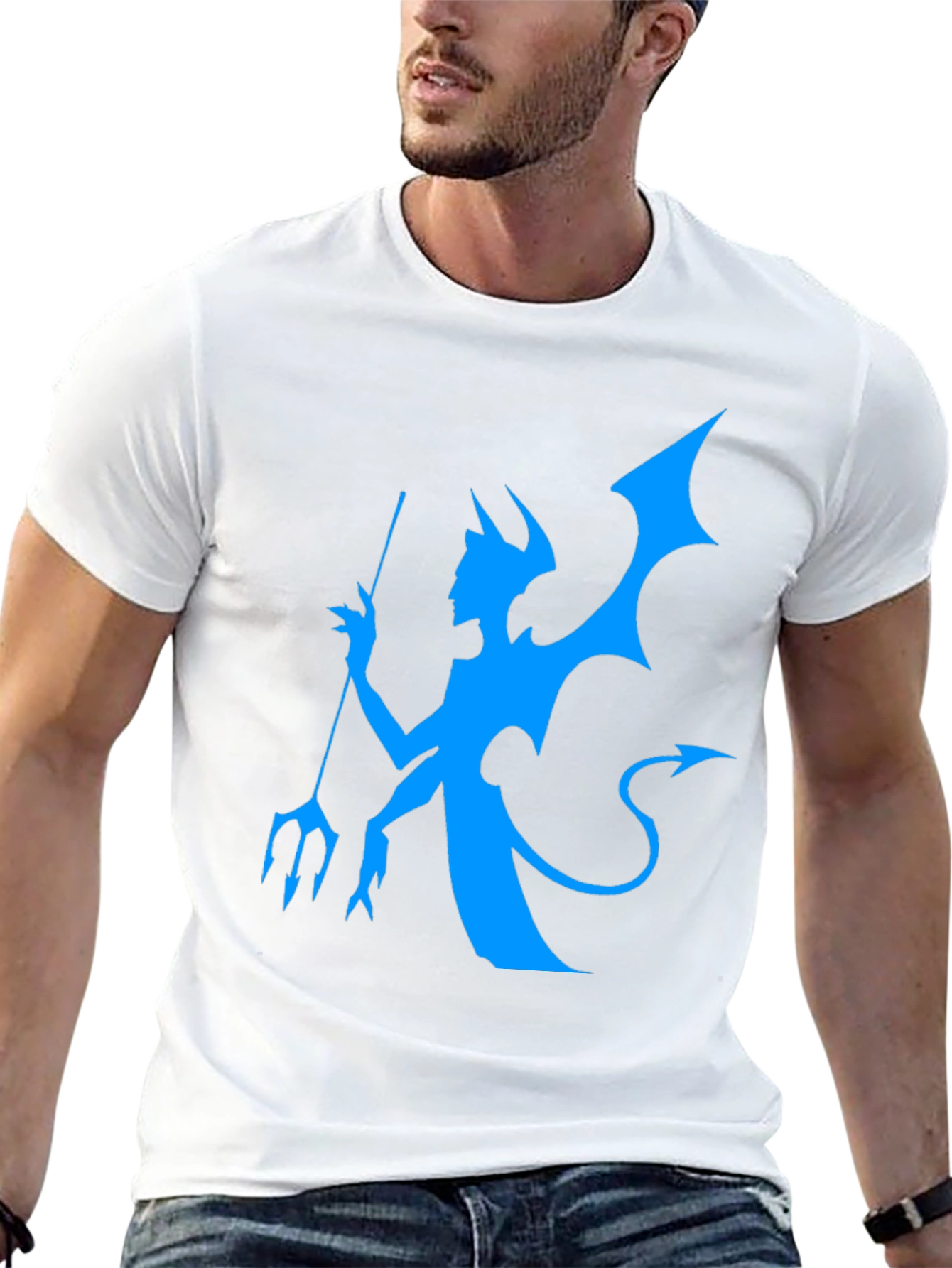 Black T-Shirt with Blue Devil Graphic