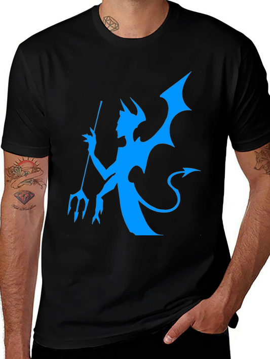 Black T-Shirt with Blue Devil Graphic