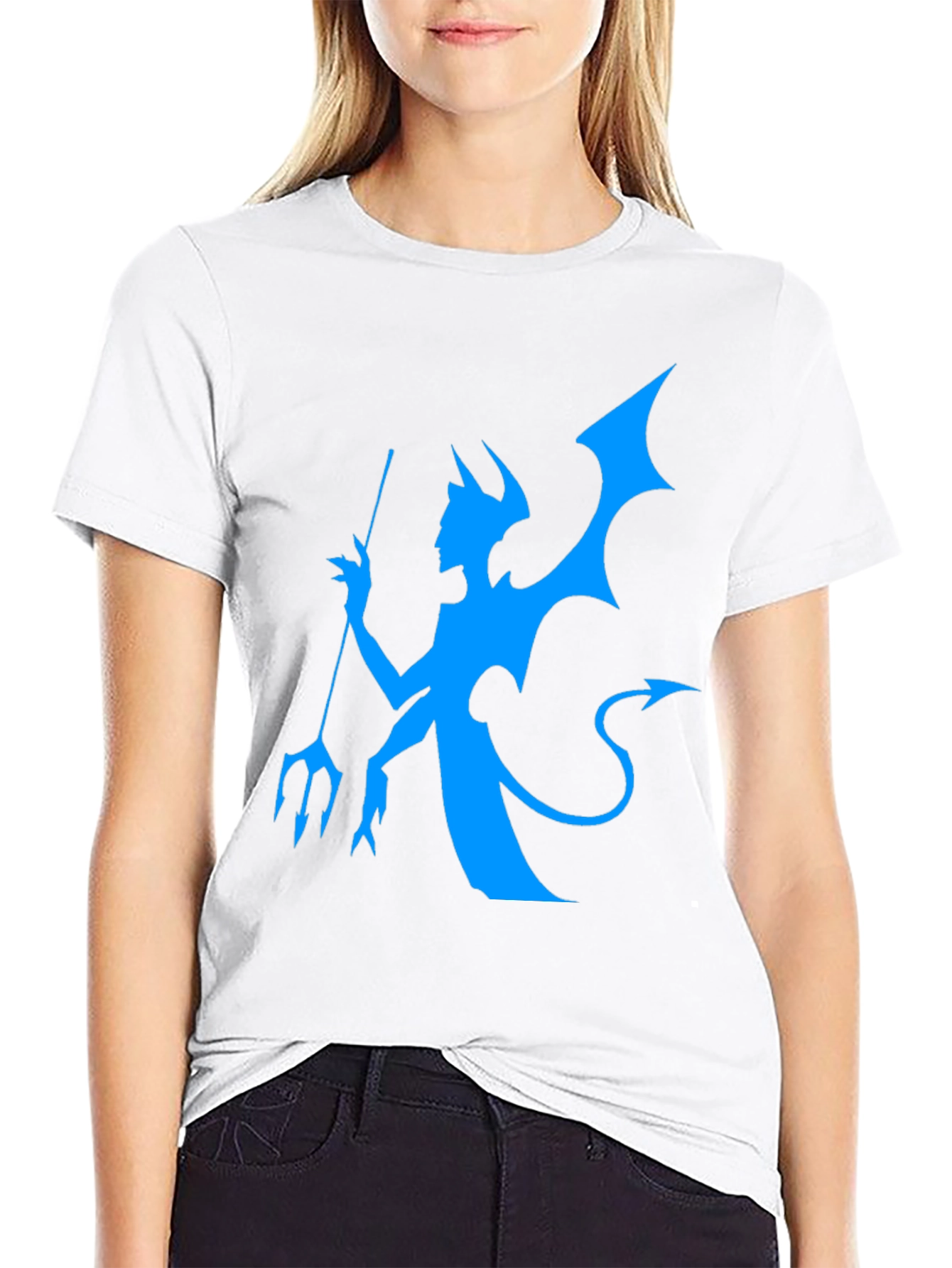 Black T-Shirt with Blue Devil Graphic