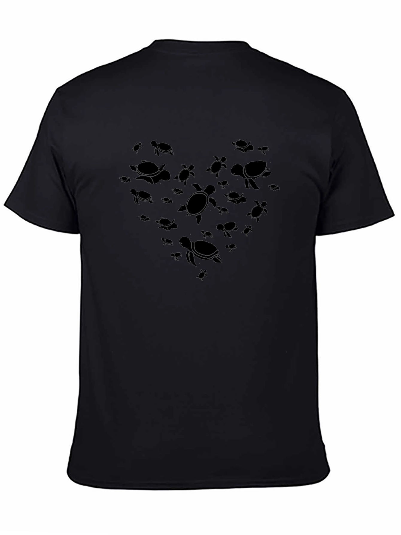 Turtle Heart Graphic T-Shirt - Black Crew Neck Tee