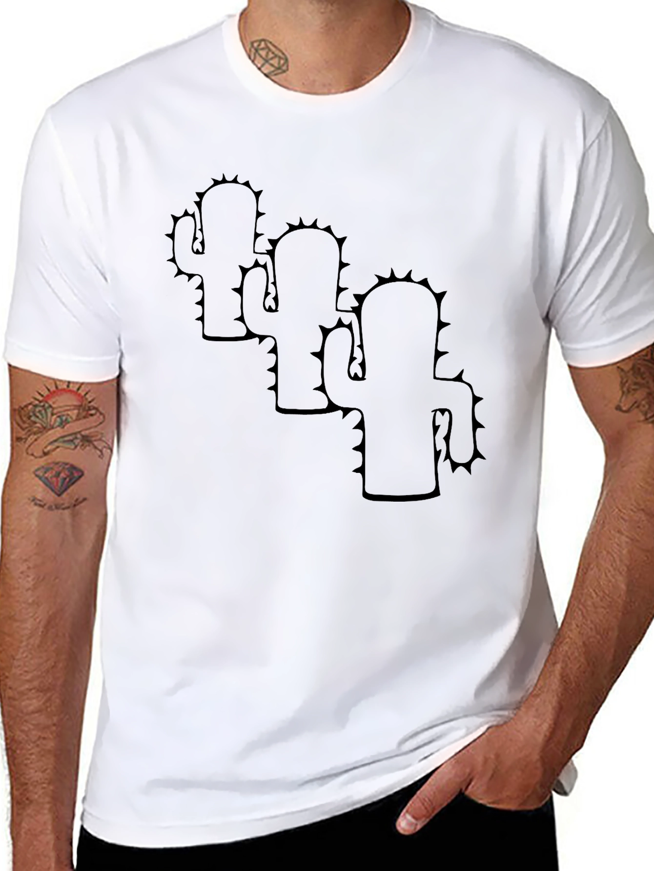 Cactus Trio Black T-Shirt - Desert Vibes