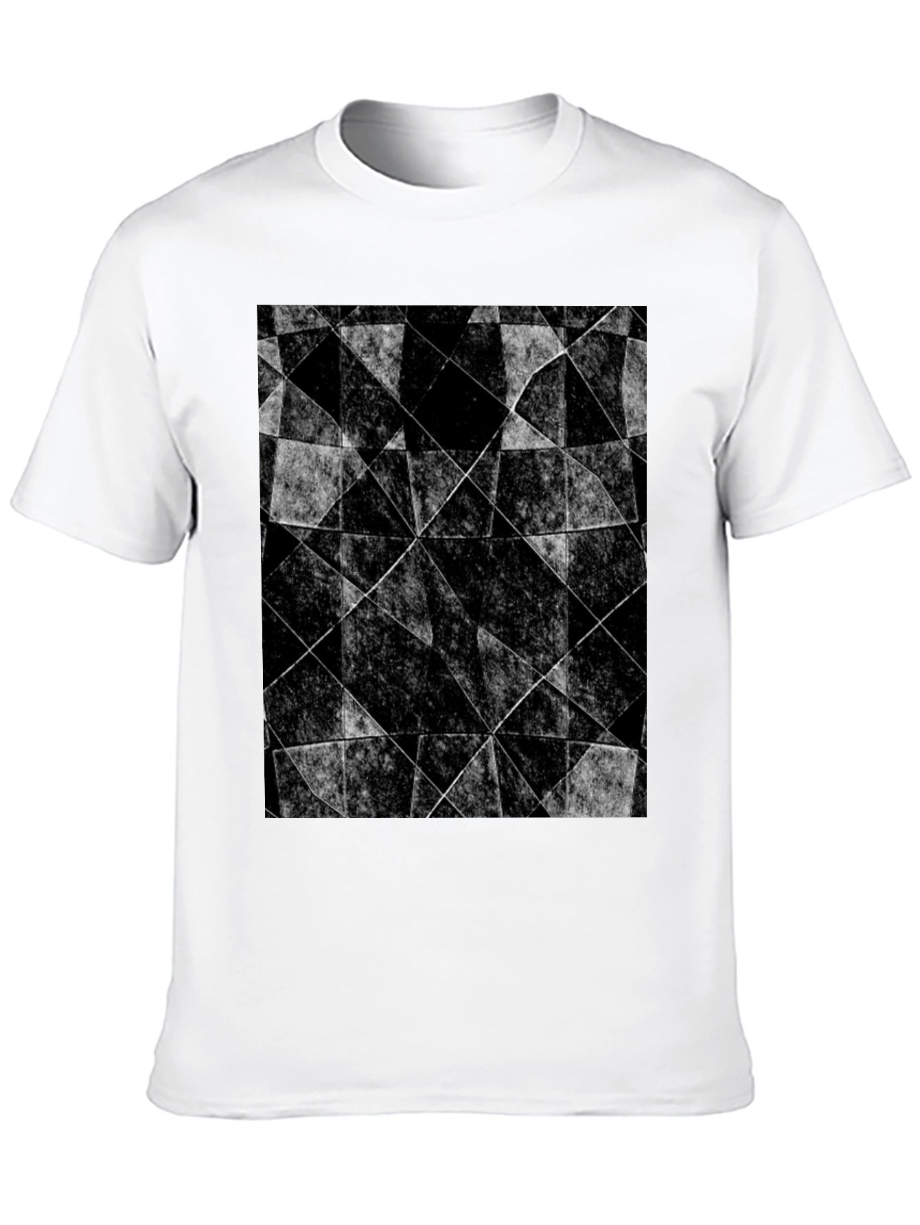 Abstract Geometric Graphic Tee - Black Cotton Blend Shirt