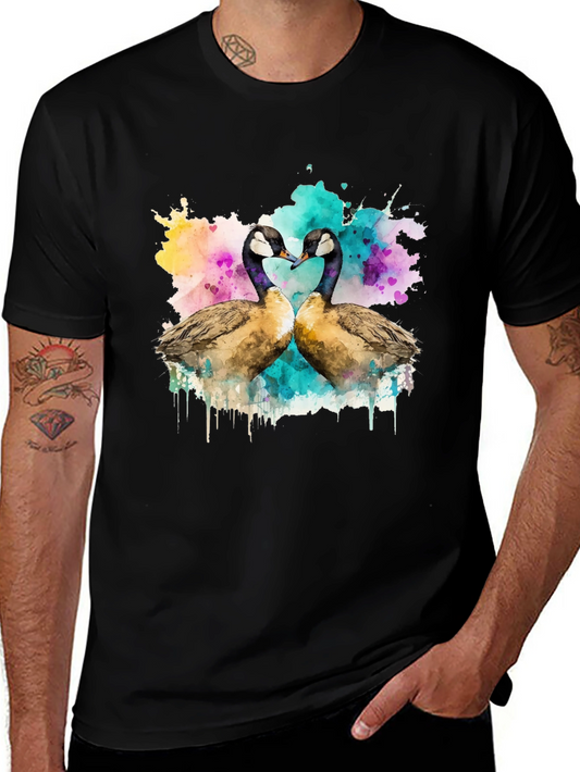 Goose Love Watercolor T-Shirt - Unique Graphic Tee