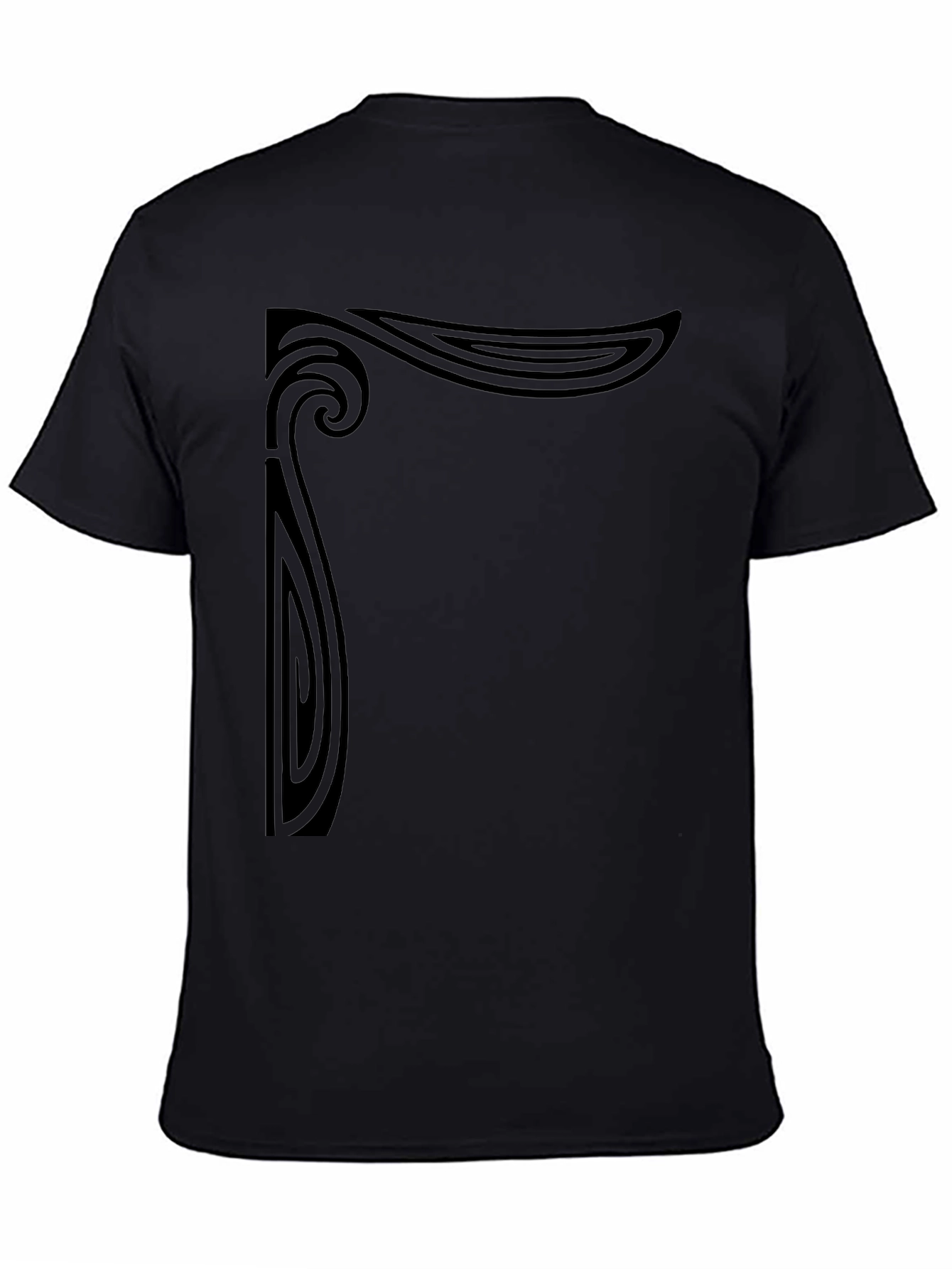 Art Nouveau Graphic Print Black T-Shirt