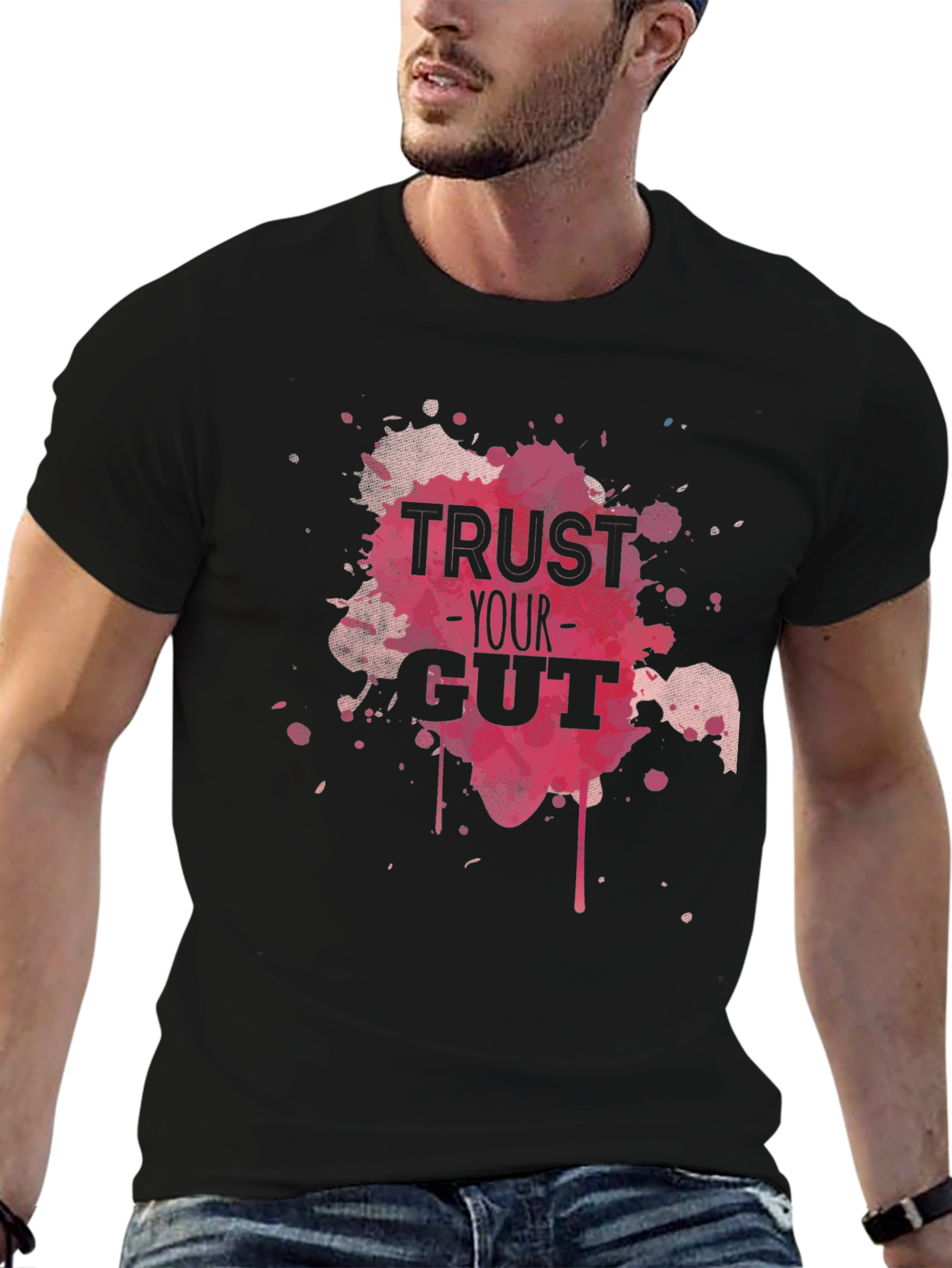 Trust Your Gut Graphic Tee - Black Cotton T-Shirt