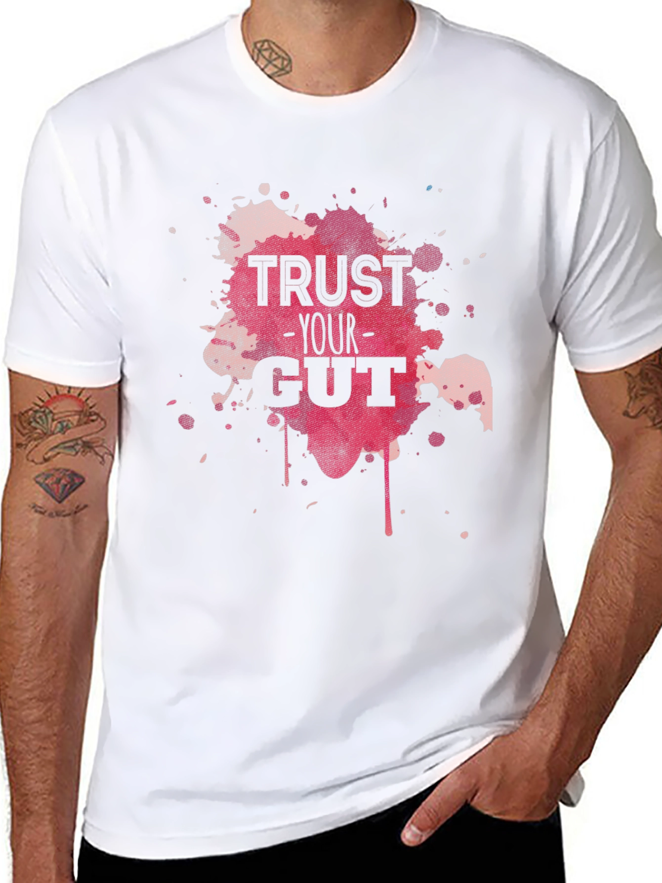 Trust Your Gut Graphic Tee - Black Cotton T-Shirt