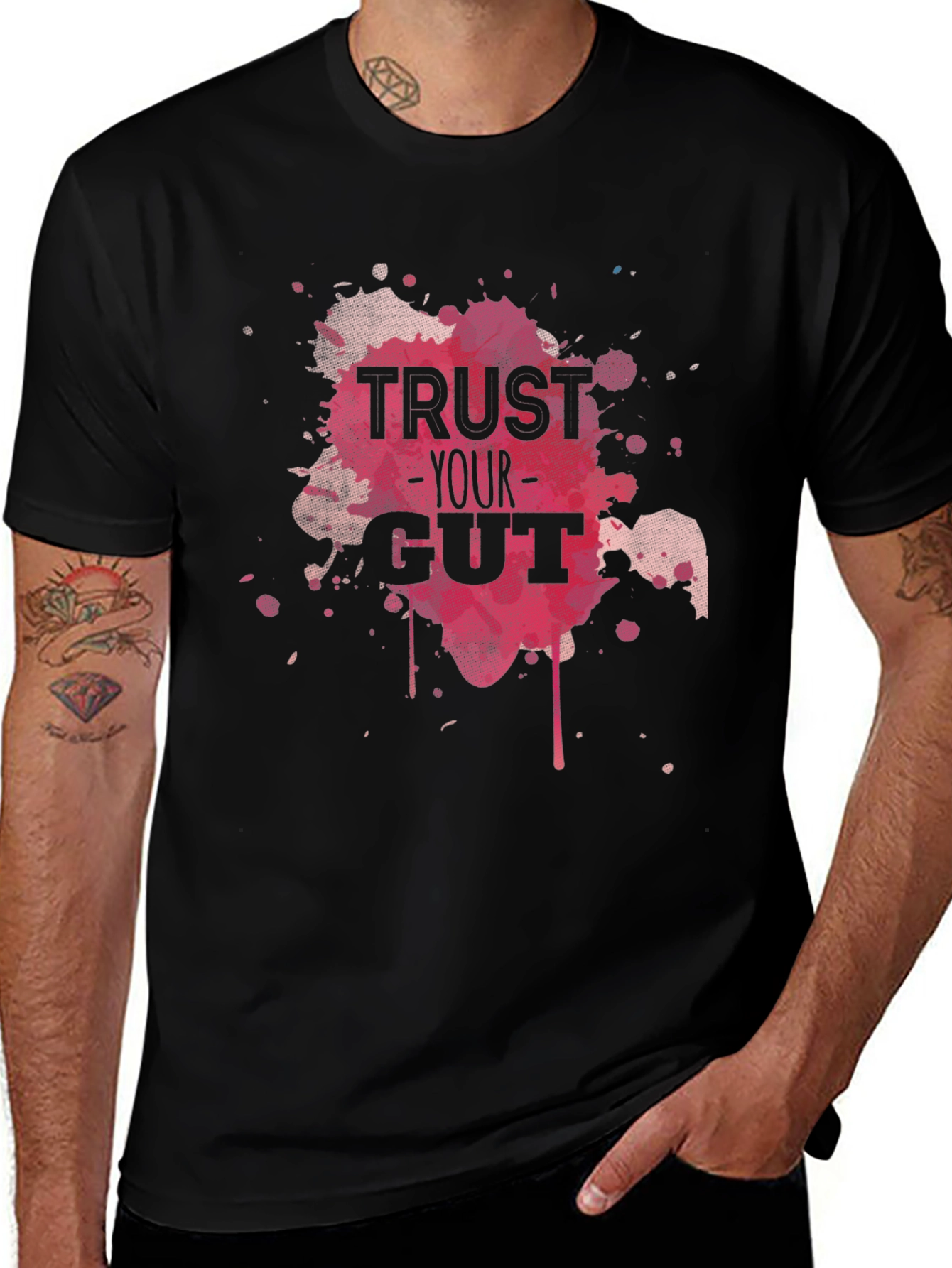 Trust Your Gut Graphic Tee - Black Cotton T-Shirt