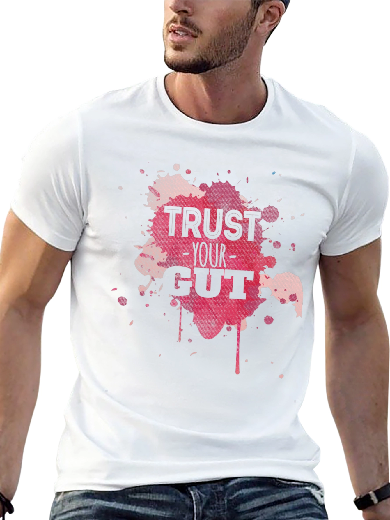 Trust Your Gut Graphic Tee - Black Cotton T-Shirt