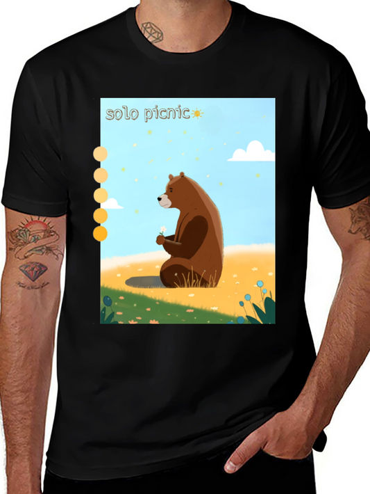 Solo Picnic Bear Graphic Tee - Unique Design