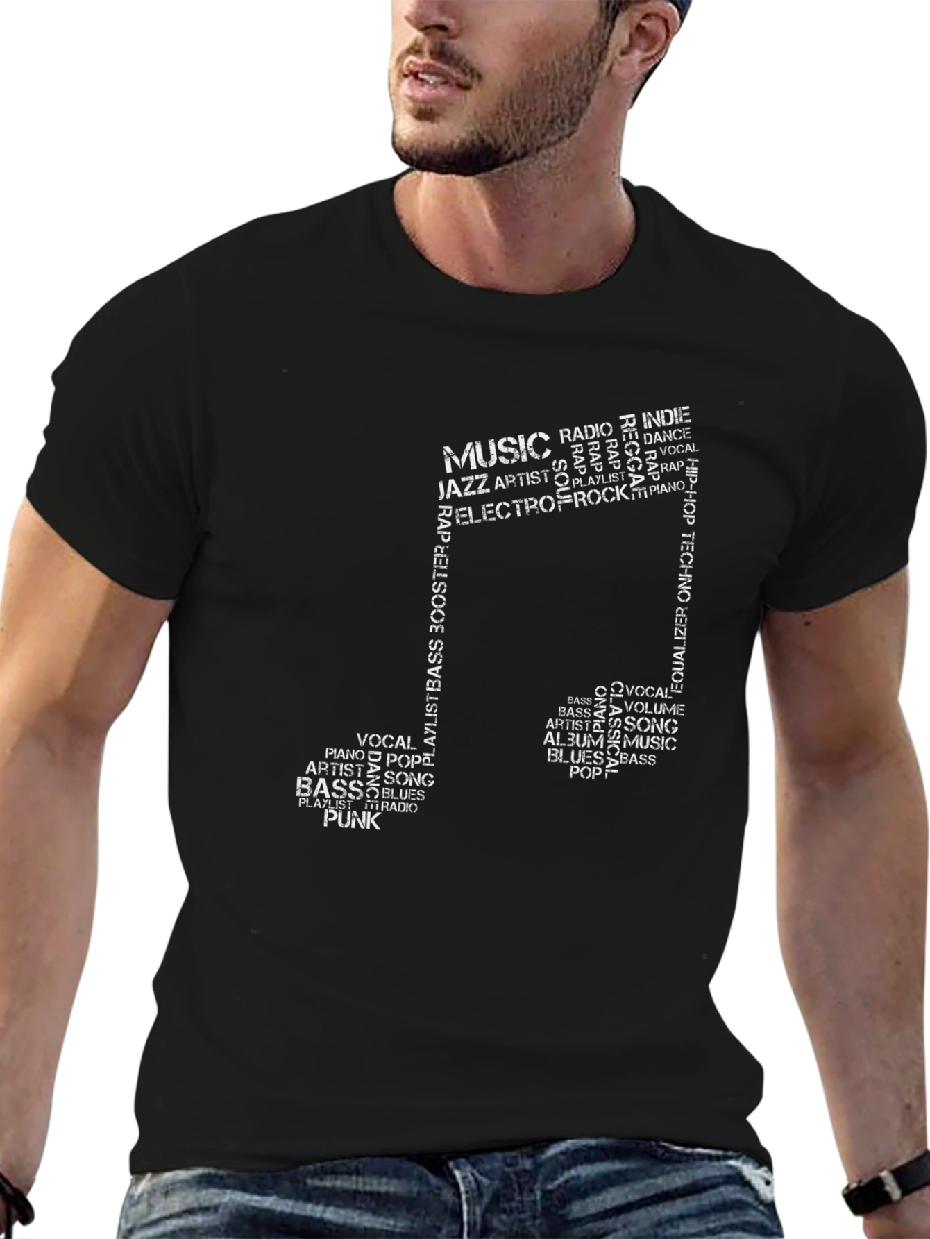 Music Note Word Art Graphic Tee