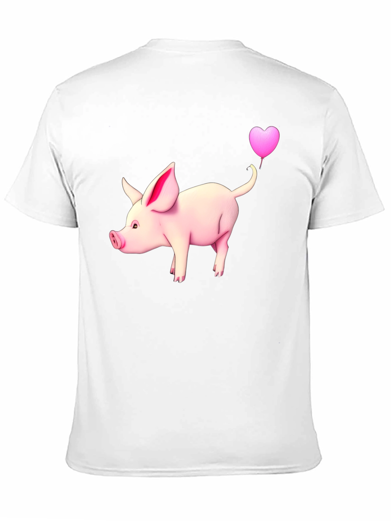 Pig with Heart Balloon Black T-Shirt