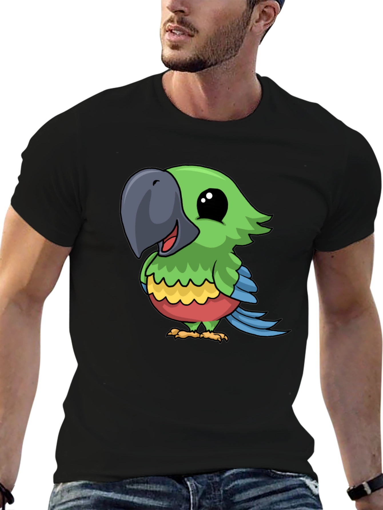Parrot Graphic Tee - Cute Cartoon Bird T-Shirt