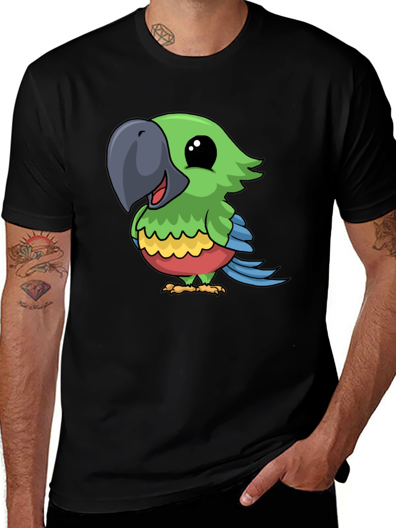 Parrot Graphic Tee - Cute Cartoon Bird T-Shirt