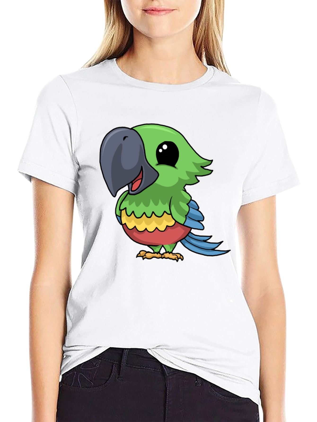Parrot Graphic Tee - Cute Cartoon Bird T-Shirt