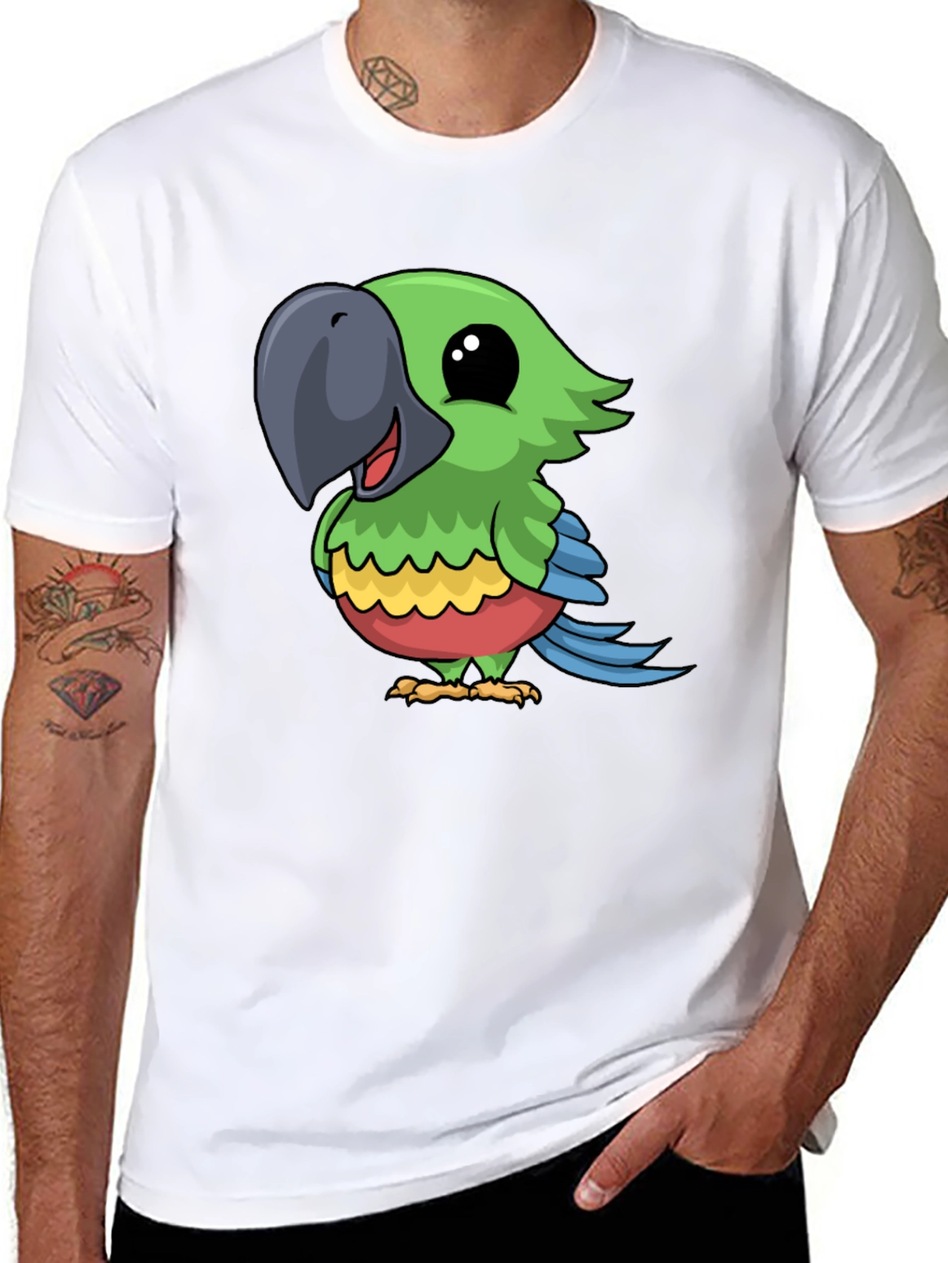 Parrot Graphic Tee - Cute Cartoon Bird T-Shirt