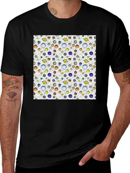 Novelty Planet Pattern Black T-Shirt