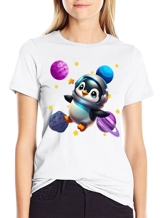 Astronaut Penguin Black T-Shirt