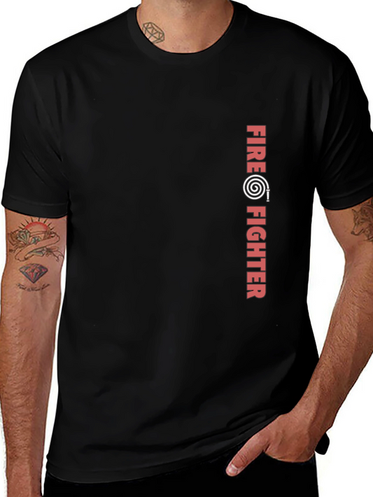 Firefighter Graphic Print Black T-Shirt
