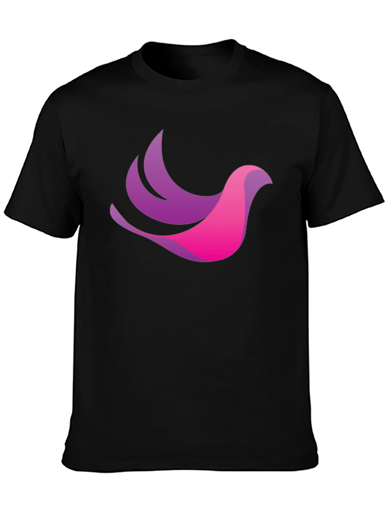 Stylish Black T-Shirt with Gradient Bird Design